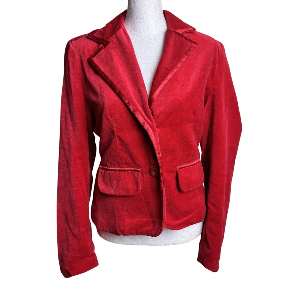 Lavender Star Red Velvet Blazer Jacket Size‎ L Dark Academia Coquette Vtg Style